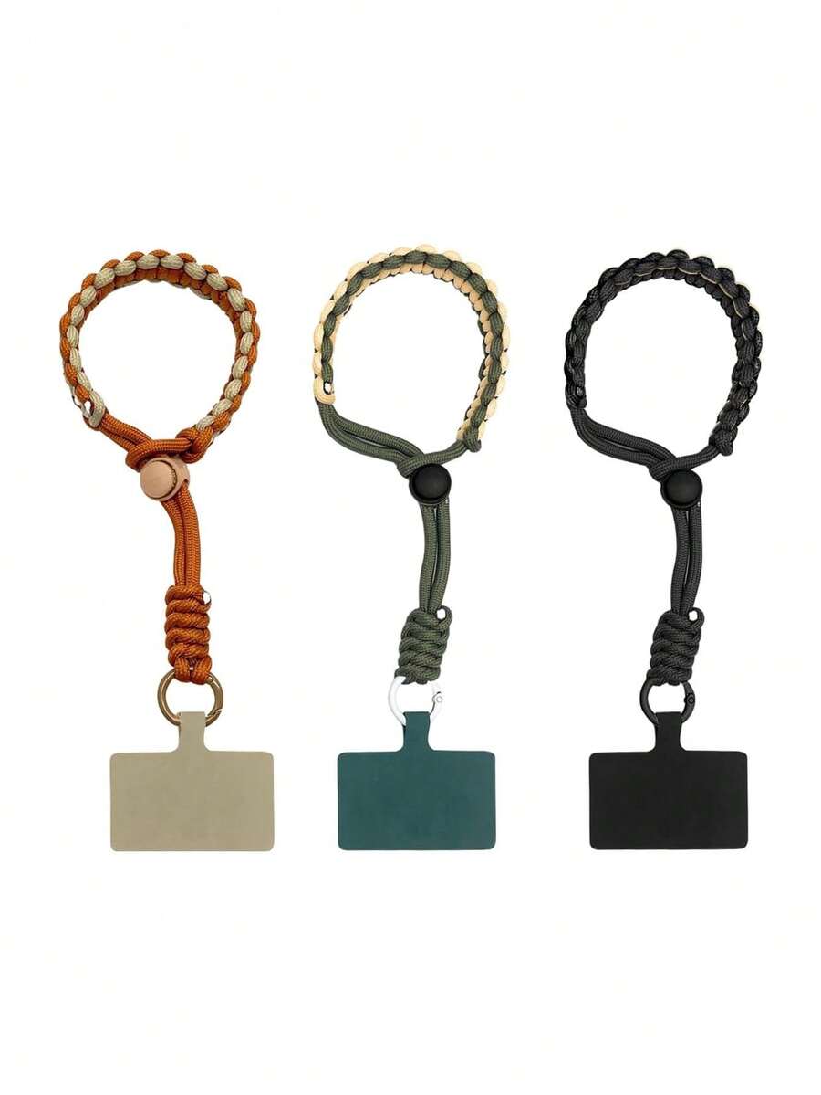 3pzs Correa Para Celular muñeca,Cordón Para Celular Ajustable,strap para celular con Hebilla de metal,Diseño tejido, cómodo y transpirable,para deportes al aire libre (Negro+Verde+Marrón),40967899 - Multicolor - Ver 1