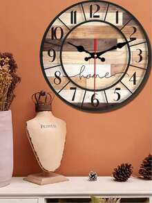 1pc 10-12 Inch Wooden Wall Clock, Silent Operation - Creative & Interesting Design, Suitable For Home Decor And Gifts, Battery Powered (Batteries Not Included), Room Decor - Multicolor - View 2