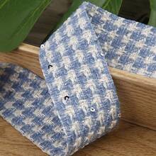 Fita xadrez bicolor com lantejoulas em padrão pied-de-poule, ideal para decoração de roupas, sapatos, chapéus, laços e acessórios de cabelo DIY. - Multicolorido - Ver 11