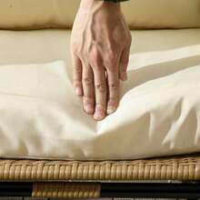 Rattan Armchair, Basket Shape With Seat Cushion, Raised Garden Chair For Balcony Or Terrace, Metal, Khaki, 105 X 97 X 150 Cm - 白色 - 查看 6