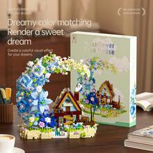 1343pcs Moon Flower Wooden House Building Blocks Set, High-Quality ABS Material, Includes Dust Cover And Lighting, Ideal Gift For Valentine's Day, Mother's Day, Birthday, Back To School, Holidays - Multicolor - View 5