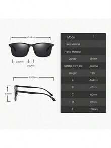 1 Pair Classic Retro Square Fashion Glasses, Designer Brand, Suitable For Driving, Fishing, Cycling, Sports, Travel, Black Or Ice Blue Frame With Mercury Lens - Black - View 9