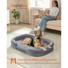 camaFeandrea Cama para Perros Extra Grandes 122 x 85 x 18  Funda Extrae y Lavable ro Repelente al Agua Bordes Elevados Gris Cl MPGW284G01bedstead - XXL122 largo x 85 ancho x 20 alto cm - Ver 2