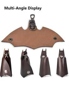 Caillu Bat-Shaped Leather Keychain, Unisex Car Key Chain, Fashion Personalized Key Ring - Multicolor - View 7