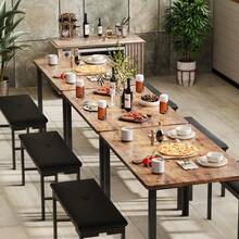 Juego de Mesa de Comedor para 4, Mesa de Cocina de 3 Piezas con 2 Bancos tapizados, Juego de Comedor Que Ahorra Espacio para rincón de Desayuno y Espacios pequeños, Color Gris - Color retro - Ver 5