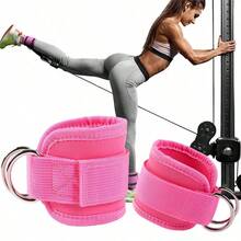 4pcs Fitness Accessories Set, Including 2 Squat Rack Ankle Straps And 1 Pair Of Deadlift Assist Straps, Suitable For Strength Training In Gym, High Quality, Essential For Fitness Enthusiasts, Suitable For Both Men And Women - Pink - View 8