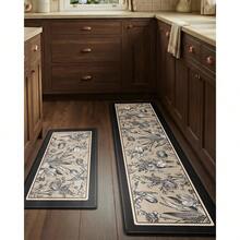 Alfombra de cocina anti-fatiga, Almohadilla de confort en forma de nube para estar de pie, Cojín de piso impermeable y antideslizante para fregadero, lavandería, oficina, Alfombra de espuma de memoria para pisos duros, Decoración del hogar, Regalo del Día de San Valentín - Negro - Ver 1