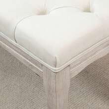 Vintage Upholstered Bench For Bedroom And Living Room, Storage Bench In Rubberwood With Beige Linen Covering, 110 X 40 X 48 Cm - 白色 - 查看 7