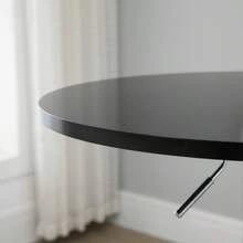 Round Bar Table, Height-Adjustable, Swiveling, In Black Steel, Ø61 X 70-97 Cm