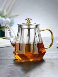 1 pieza Tetera de vidrio borosilicato resistente al calor con filtro de acero inoxidable, tetera de gran capacidad resistente al calor, juego de té para volver a la escuela - Multicolor - Ver 4