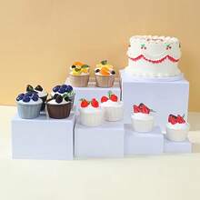 Acrylic Cake Stand Set - 6 Piece Clear Display Risers With Hollow Bottoms, Elegant Dessert Presentation Stands For Parties, Cupcakes, Pastries - Versatile, No Electricity Required - Multicolor - View 9