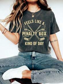 Feels Like A Penalty Box Kind Of Day T-Shirt, Funny Hockey Shirt, Ice Hockey Player Gift, Game Day Sweatshirt, Hockey Fan Apparel - 黑色 - 查看 1