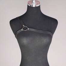 Handcrafted Leather Body Harness For Women, Adjustable Waist Belt, Metal Circle Accents, Gothic Punk Versatile Accessory For Dress, Party, Rave - Black - View 13