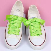 Flat Colorful Satin Shoelaces, 3/ 4inch Width, Women's/Girls' Shoelaces, White, 47inch (120) Cm: Clothing, Shoes, And Jewelry - 橄欖綠絲帶 - 查看 4