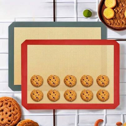 2pcs New Silicone Baking Mat, Thick Non-Stick Baking Mat Suitable For Oven And Microwave, Reusable And Easy To Clean, Professional For Home And Commercial Baking Of Cookies, Macarons, Bread And Pastries