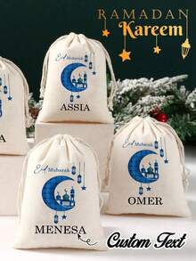 Bolsa de regalo personalizada con bendición de Ramadán, bolsa de regalo con bendición de Ramadán con nombre personalizado, bolsa de regalo esencial para Eid Al-Fitr - Multicolor - Ver 5