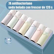 Pack de 7 calzoncillos de uso diario para mujer: sin costuras, invisibles, transpirables, cómodos y suaves, ropa interior de belleza, con esencia de ácido hialurónico, hidratantes, superelásticos, aptos para 40-90 kg. - Multicolor - Ver 17
