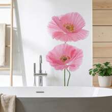 SURELIFE 一套粉色罂粟花和银莲花墙贴，家居装饰，适合女孩卧室、客厅，可移除，乙烯基贴纸，家居装饰，春季装饰，焕新家居，节日装饰贴纸，生日毕业礼物 - 淺粉色 - 查看 10