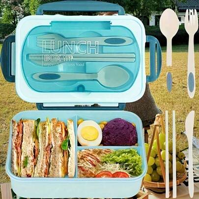 One Piece Multifunctional Modern Lunch Box With Cutlery, Leak Proof Bento Box For Offices And Schools, Suitable For Microwave Use Spring Summer Bathroom Garden Waterproof Stretchy