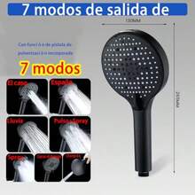 R-DOXK aderas para Baño de a a Presion 6" Caza de Duca de a Duca de Mano de 3+7 Modos Rociado Austable con Soporte Antifugas Manguera de 1.5 m Negro - como en la foto - Ver 2
