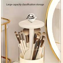 1pc Makeup Brush Holder, Dustproof Vanity Desk Cosmetic Organizer Box, Eyebrow Brush Cylinder With Brush Holder - Multicolor - View 3
