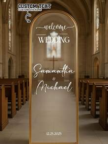 Custom Wedding Mirror Decal Sticker, Elegant Vinyl Welcome Sign Sticker, Romantic Theme, 2D Flat, Multi-Purpose Decor Suitable For Wedding Ceremony Or Reception, English, Durable Vinyl Material, Custom Wedding Signage - Multicolor 03 - View 1