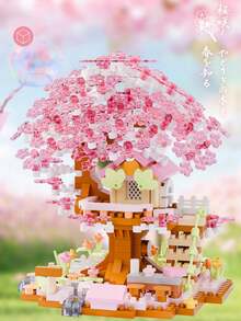 4-Season Cherry Blossom Tree Building Block Set, High-Quality ABS Material, Desktop Art Decor, Warm Home Accents, Mini Brick Blocks, Educational Toy For Children, Suitable For Mother's Day, Valentine's Day And Other Holidays Gift - Cherry Blossom Tree House - View 8
