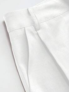 Pantalones de diseño minimalista Vela Rue con cierre de gancho y cremallera, pantalones anchos de color blanco sólido y transparentes, ligeros, pantalones anchos de moda para todas las estaciones, primavera - Blanco - Ver 3