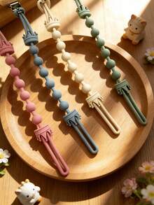 Personalized Pacifier Clip, Toy Tether, Crown Bead Design, Silicone Material, Durable, Baby Shower Gift - Multicolor - View 5