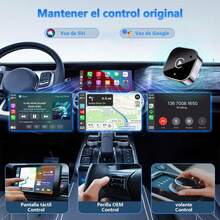 Kammoy Mini Adaptador inalámbrico CarPlay y Android Auto 2026, Adaptador inalámbrico CarPlay 2 en 1 CarPlay Plug & Play con Puerto USB/USB-C, Conexión WiFi o Bluetooth (Negro) - A - Ver 4