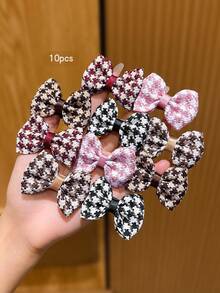 10pcs Colorful Plaid Bow Hair Clips, Suitable For Everyday Use, Claw Clips, Hair Barrettes, Hair Accessories For Women, Head Accessories - Multicolor - View 2