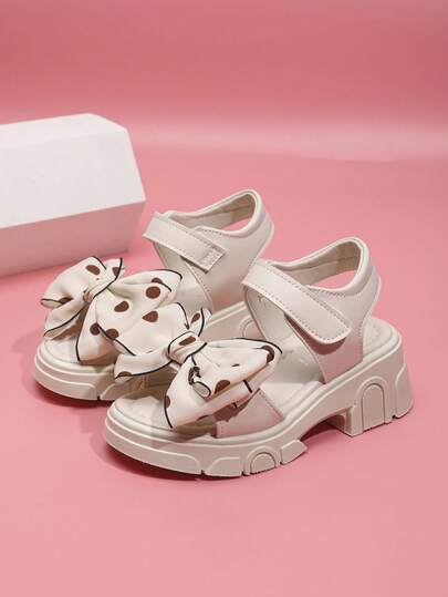 2026 Spring/Summer Children's High Heel Sandals, Big Bow Decor Fashion Sandals, Thick Sole Comfortable Girls High Heel Sandals