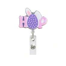 1pc Easter Bunny Retractable Badge Reel, Rotating Easy Pull Design, Medical/Holiday ID Badge Holder, Themed Fun Gift - Rabbit - View 7