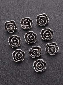 10pcs Vintage Rose Metal Buttons, Women's Tops, Shirts, Cardigans, Dresses And Sweaters Universal Decorative Buttons, Gold/Silver Finish, DIY Gift Box, Bag, Doll Sewing Accessories - A - View 7