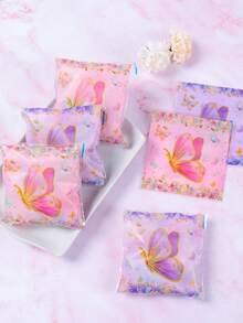 50/100个粉紫色蝴蝶图案自封糖果袋、礼品袋、礼品包装袋、零食袋、包装袋，适用于粉紫色蝴蝶主题婴儿派对装饰、婴儿派对装饰、饼干烘焙袋、甜甜圈袋、新娘送礼会回礼、性别揭晓派对用品、一周岁生日派对装饰、女宝宝派对用品、公主派对用品、女宝宝送礼会回礼。 - 粉紅紫蝴蝶 - 查看 4