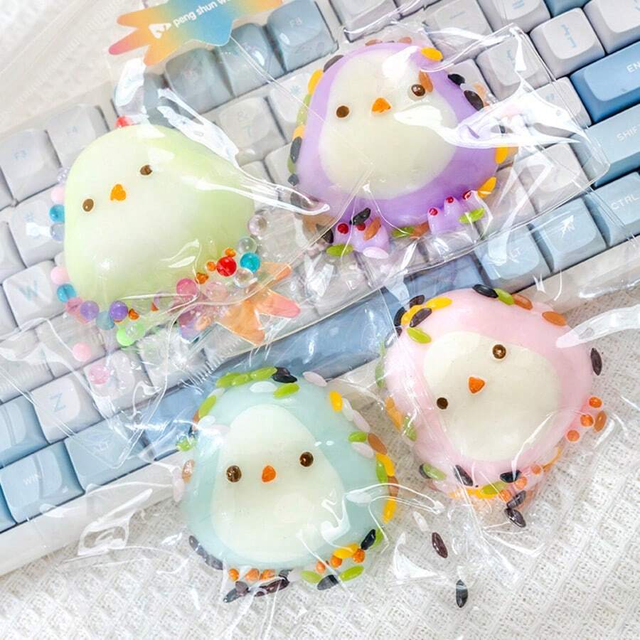 可爱麻雀挤压玩具，逼真动物减压玩具，新奇小玩意 - 彩色 - 查看 1