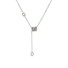 Architectural Curve Pendant Necklace | 3D Geometric Grid Fine Jewelry | Modern Statement Collar Chain For Women - Silver - View 5