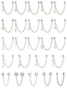 1件时尚个性化银色心形、贝壳、星星多元素合金休闲安全链，适合DIY手链、腕带、项链吊坠 - 彩色 - 查看 9