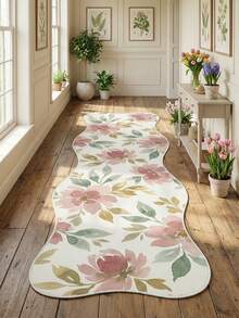 1 件可水洗原创花卉波西米亚风格毛绒地毯，采用优质毛绒面料，聚酯纤维防滑底背，柔软毛绒表面，适用于门垫、走廊、客厅、门厅、书房、餐厅装饰。 - 彩色 - 查看 4