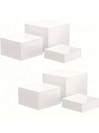 6 db-os akril függőleges cső, akril kocka önkiszolgáló büfékiállító állvány üreges aljjal, emelje büféasztalának stílusát!