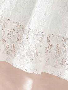 Prinzessinnenkleid für Mädchen im Alter von 4-7 Jahren mit Spitze, kurzen Ärmeln, reinweißer Struktur und Schleifenbund, elegantes und süßes Kinderkleid, geeignet für Alltag, Geburtstagsfeiern, Treffen und Ausflüge, Cut-Out - Weiss - Übersicht 7