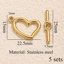5 أزواج من الخواتم المفتوحة المطلية بالذهب الأصفر عيار 18 قيراط من الفولاذ المقاوم للصدأ بتصميمات قلب/فراشة/زهرة/محفورة، مناسبة لصنع الأساور والقلائد وغيرها من المجوهرات اليدوية، إكسسوارات زخرفية يومية - مشبك OT - مشاهدة 11