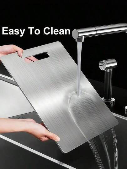 3pcs/1pc Titanium Alloy Cutting Board, Kitchen Titanium Alloy Cutting Board, Stainless Steel Meat & Vegetable Cutting Board, Dual-Sided Titanium Alloy Cutting Board, Easy To Clean - Suitable For Kitchen, Camping, Restaurant, Meat, Vegetables, Fruits, Fish - Multifunctional Kitchen Tool, Kitchen Supplies, Kitchen Accessories, Outdoor Enthusiasts, Can Be Given As A Gift For Outdoor Camping Or Housewarming For Ladies