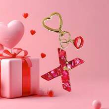 1pc Red Epoxy Initial Keychain, Cute Rhinestone Red Lip Heart Shaped Keyring, Valentine's Day Gift, Women Bag Charm Pendant, Suitable For Gifting To Lover/Best Friend/Mother/Friend - Red - View 21