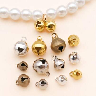 50pcs Vintage Mixed-Metal Mini Bell Charms - Copper Plated 18K Gold, Thick Silvery & Platinum - DIY Jewelry Findings For Bracelets, Necklaces & Christmas Decorations