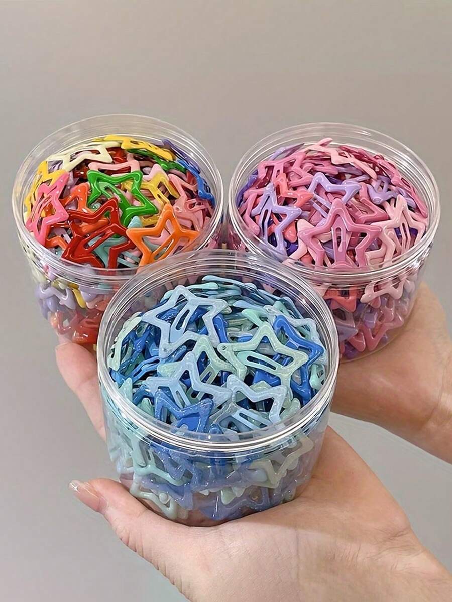 30/60/90pcs Colorful Star Hair Accessories Set, Simple & Cute With Shiny Surface. Includes Hair Clips, Barrettes, Hair Pins And Bangs Clips, Suitable For Girls' Daily Use - Multicolor - View 1