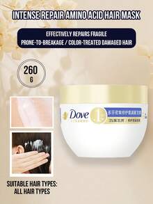 Dove Maska do włosów Pigeon Amino Acid Deep Repair 260 g/50 g, regeneruje zniszczone/farbowane włosy, odżywia łamliwe pasma, redukuje puszenie się i rozdwajanie końcówek, wzmacnia włókna włosów, zwiększa połysk i gładkość, nawilżająca i odżywcza formuła odpowiednia do wszystkich rodzajów włosów (suchych/kręconych/farbowanych), idealna do codziennej pielęgnacji włosów/na podróż, prezent premium w postaci odbudowującej pielęgnacji włosów - Intensywna maska regenerująca do włosów - Zobacz 2