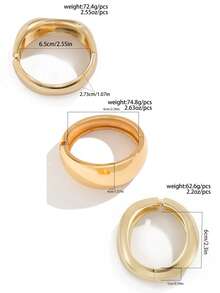 1pc Asymmetrical Wide Gold-Tone Alloy Bracelet, Suitable For Women's Daily Commute, Gathering With Friends, Romantic Festivals, Street Snapshots, Fashion Shows (The Texture And Color Of The Bracelet May Differ From The Actual Product) - Gold - View 6