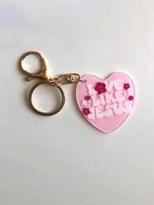 Jesus Like Heart Keychain Stainless Steel For Men Women Religious Christian Gift Backpack Wallet Car Key Phone Case Pendant Decoration Couples Mother Day Gift 6SZB - Hồng 2 - Xem 5