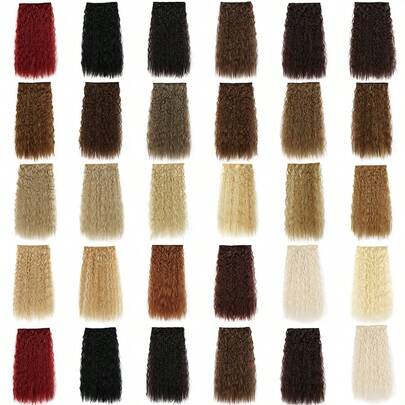 Tóc nối giả xoăn gợn sóng 5 kẹp, dài 24 inch, sợi chịu nhiệt, màu đỏ vàng, thích hợp cho lễ hội và sử dụng hàng ngày.